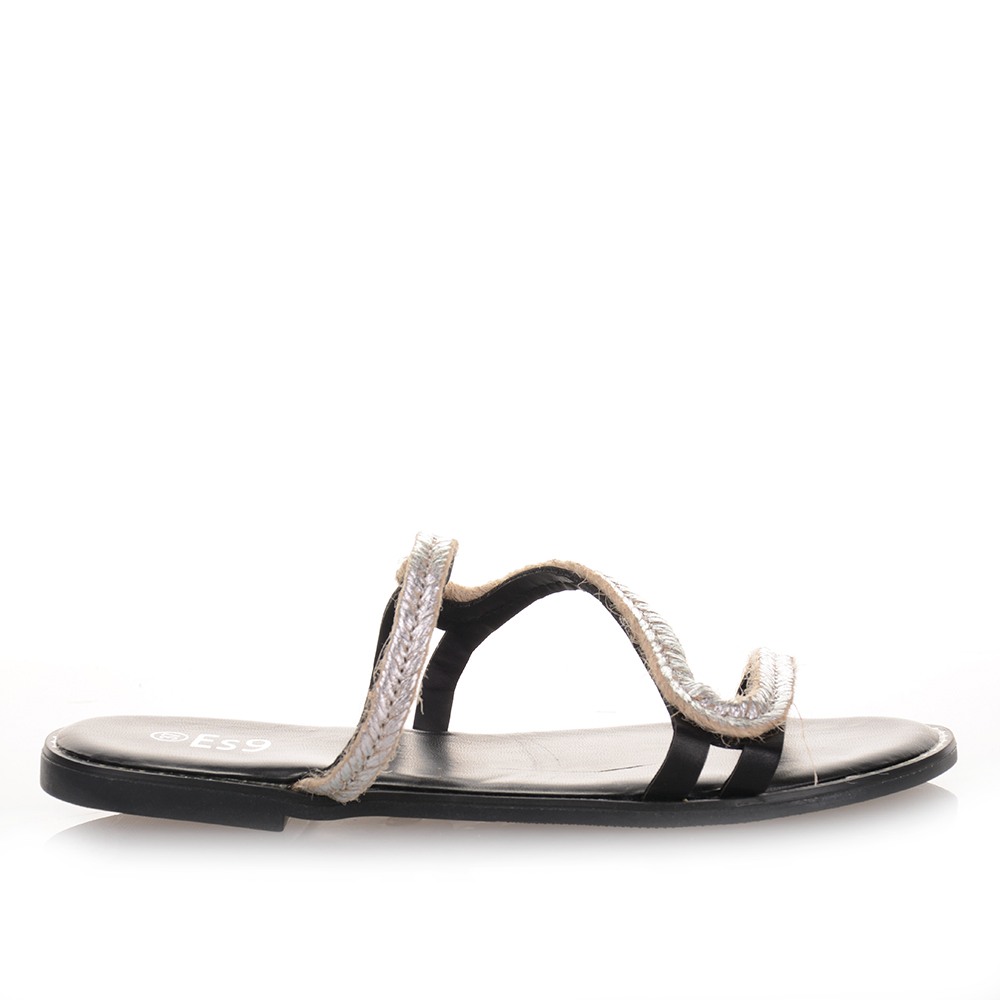 Μαύρα Flat Γυναικεία Σανδάλια BLACK 672709