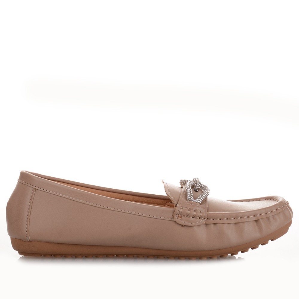Μπεζ Γυναικεία Μοκασίνια με αγκράφα KHAKI 688126