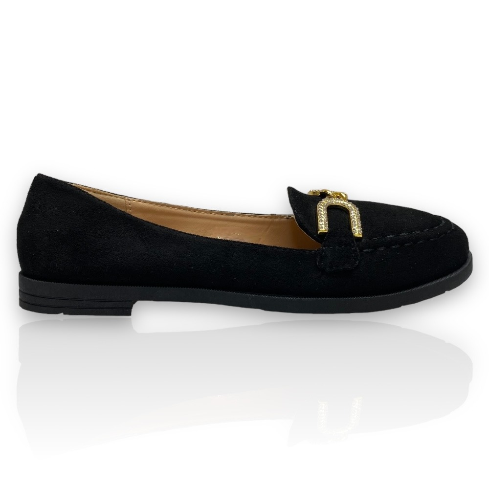 Γυναικεία μοκασίνια σε μαύρο χρώμα BLACK 704230
