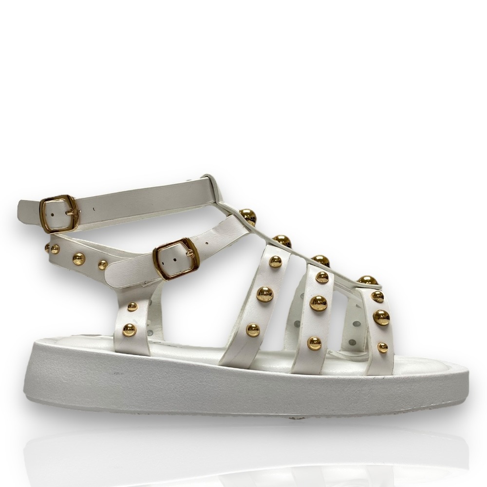 Γυναικεία flatforms σε λευκό χρώμα WHITE 706540