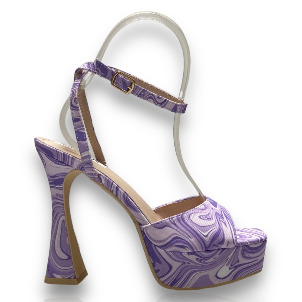 Γυναικεία μωβ πέδιλα με λεπτό τακούνι PURPLE 706550