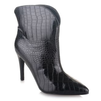 Κροκό μποτάκι με ψηλό τακούνι σε μαύρο χρώμα BLACK 533842