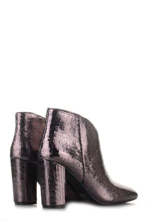 Γυναικεία μεταλιζέ μποτάκια με μυτερή μύτη BROWN 615876