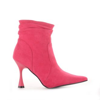 Φούξια γυναικεία μποτάκια με ιδιαίτερο τακούνι FUCHSIA 627232