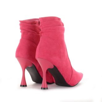 Φούξια γυναικεία μποτάκια με ιδιαίτερο τακούνι FUCHSIA 627232