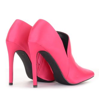 Σατεν μποτάκια αστραγάλου σε φούξια χρώμα FUCHSIA 627457