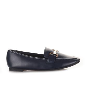 Μπλε Γυναικεία Μοκασίνια με διακοσμητική αγκράφα BLUE 631079