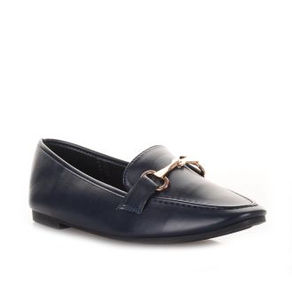 Μπλε Γυναικεία Μοκασίνια με διακοσμητική αγκράφα BLUE 631079