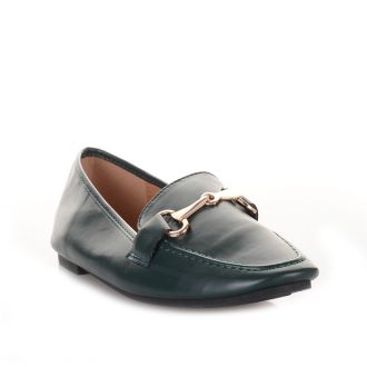 Μαύρα μοκασίνια με αγκράφα χρυσή GREEN 631081
