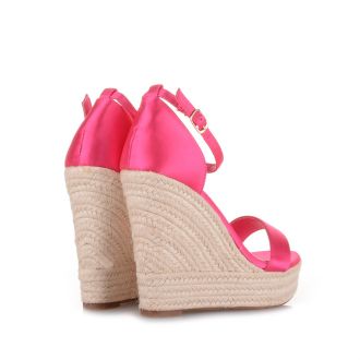 Σατέν γυναικείες πλατφόρμες σε φούξια χρώμα FUCHSIA 642726