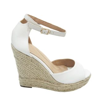 Λευκά μεταλλιζέ Πλατφόρμες με ψάθα WHITE 650125