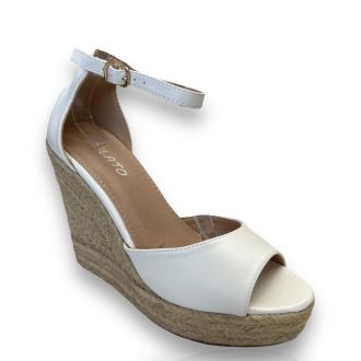 Λευκά μεταλλιζέ Πλατφόρμες με ψάθα WHITE 650125