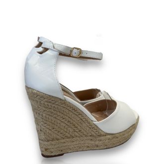 Λευκά μεταλλιζέ Πλατφόρμες με ψάθα WHITE 650125