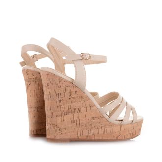Μπεζ πλατφόρμες με φελλό BEIGE 651962
