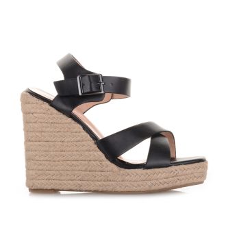 Μαύρες δερματίνη πλατφόρμες BLACK 651972