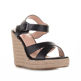 Μαύρες δερματίνη πλατφόρμες BLACK 651972