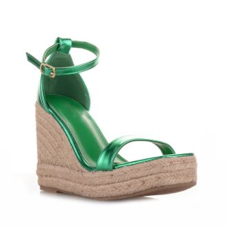 Γυναικείες πλατφόρμες με λουράκι και σκοινί GREEN 651978