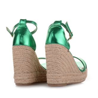 Γυναικείες πλατφόρμες με λουράκι και σκοινί GREEN 651978