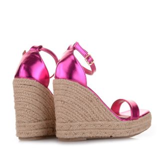 Γυναικείες πλατφόρμες με λουράκι και σκοινί FUCHSIA 651979