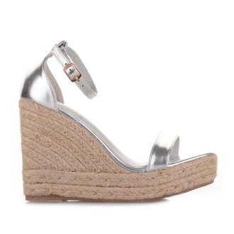 Γυναικείες πλατφόρμες με λουράκι και σκοινί SILVER 651980