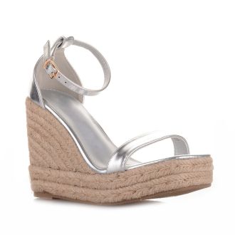 Γυναικείες πλατφόρμες με λουράκι και σκοινί SILVER 651980
