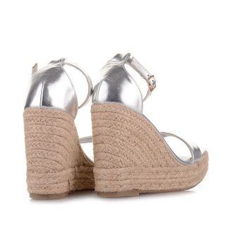 Γυναικείες πλατφόρμες με λουράκι και σκοινί SILVER 651980