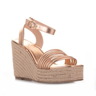 Γυναικείες πλατφόρμες σε σαμπανιζέ  χρώμα με φάσα CHAMPAGNE 651983