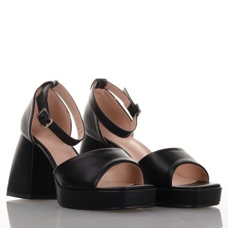 Μαύρα Πέδιλα με Χοντρό Τακούνι BLACK 651993
