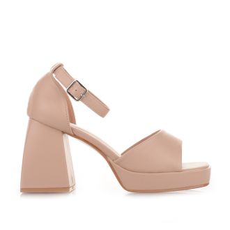 Νουντ Πέδιλα με Χοντρό Τακούνι BEIGE 651995