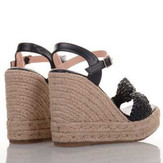 Μαύρες πλατφόρμες με φιάπα BLACK 654138