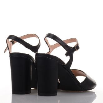 Μαύρα πέδιλα με χοντρό τακούνι BLACK 654264
