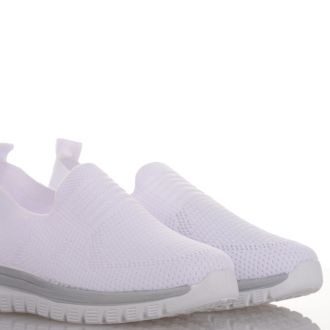 Λευκό sneakers ελαστικό τύπου κάλτσα WHITE 669779
