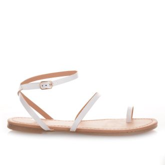 Γυναικεία λευκά σανδάλια με λουράκια και toe ring WHITE 672674