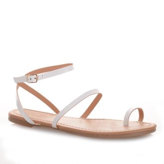 Γυναικεία λευκά σανδάλια με λουράκια και toe ring WHITE 672674