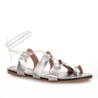 Μεταλιζέ lace up σανδάλια σε ασημί χρώμα SILVER 672680