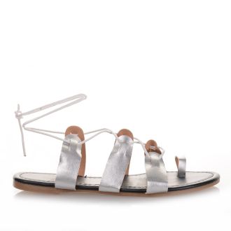 Μεταλιζέ lace up σανδάλια σε ασημί χρώμα SILVER 672680