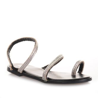 Γυναικεία σανδάλια με λουράκια ασημί BLACK 672686
