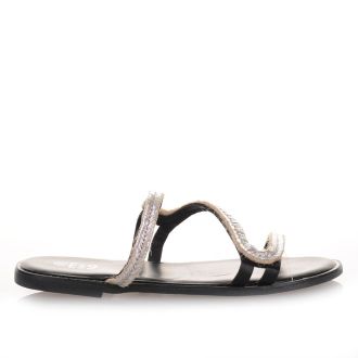 Μαύρα Flat Γυναικεία Σανδάλια BLACK 672709