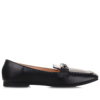 Μαύρα μοκασίνια με αλυσίδα BLACK 674348