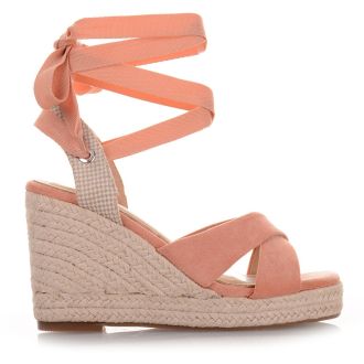 Γυναικείες lace up πλατφόρμες σε ροζ χρώμα PINK 674686