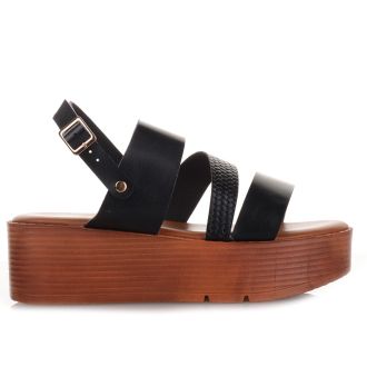 Μαύρες Πλατφόρμες με λουράκια BLACK 675760