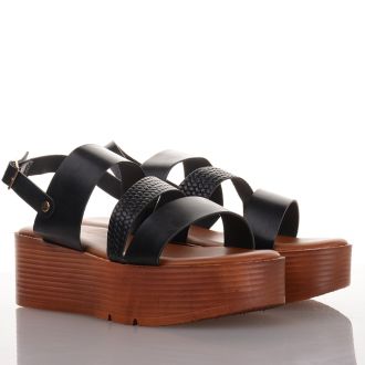 Μαύρες Πλατφόρμες με λουράκια BLACK 675760