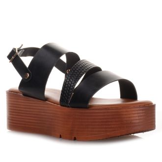 Μαύρες Πλατφόρμες με λουράκια BLACK 675760