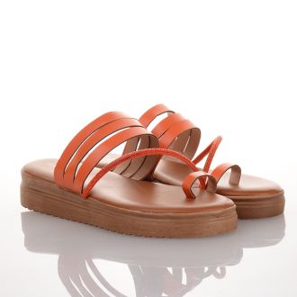 Πορτοκαλί Flatforms με Λοξό Λουράκι απο στρας ORANGE 683423