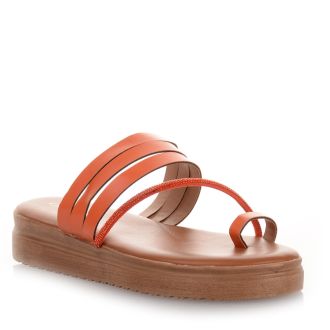 Πορτοκαλί Flatforms με Λοξό Λουράκι απο στρας ORANGE 683423