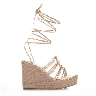 Χρυσές Lace up Πλατφόρμες με σχοινί GOLD 686288