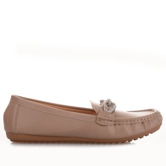 Μπεζ Γυναικεία Μοκασίνια με αγκράφα KHAKI 688126