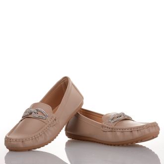 Μπεζ Γυναικεία Μοκασίνια με αγκράφα KHAKI 688126