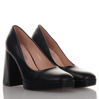 Μαύρες Γόβες με χοντρό τακούνι BLACK 688134