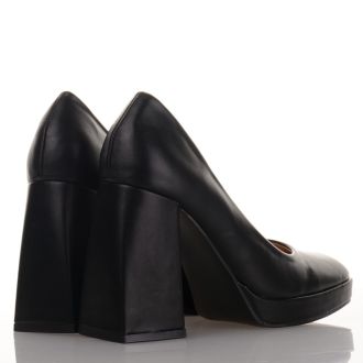 Μαύρες Γόβες με χοντρό τακούνι BLACK 688134